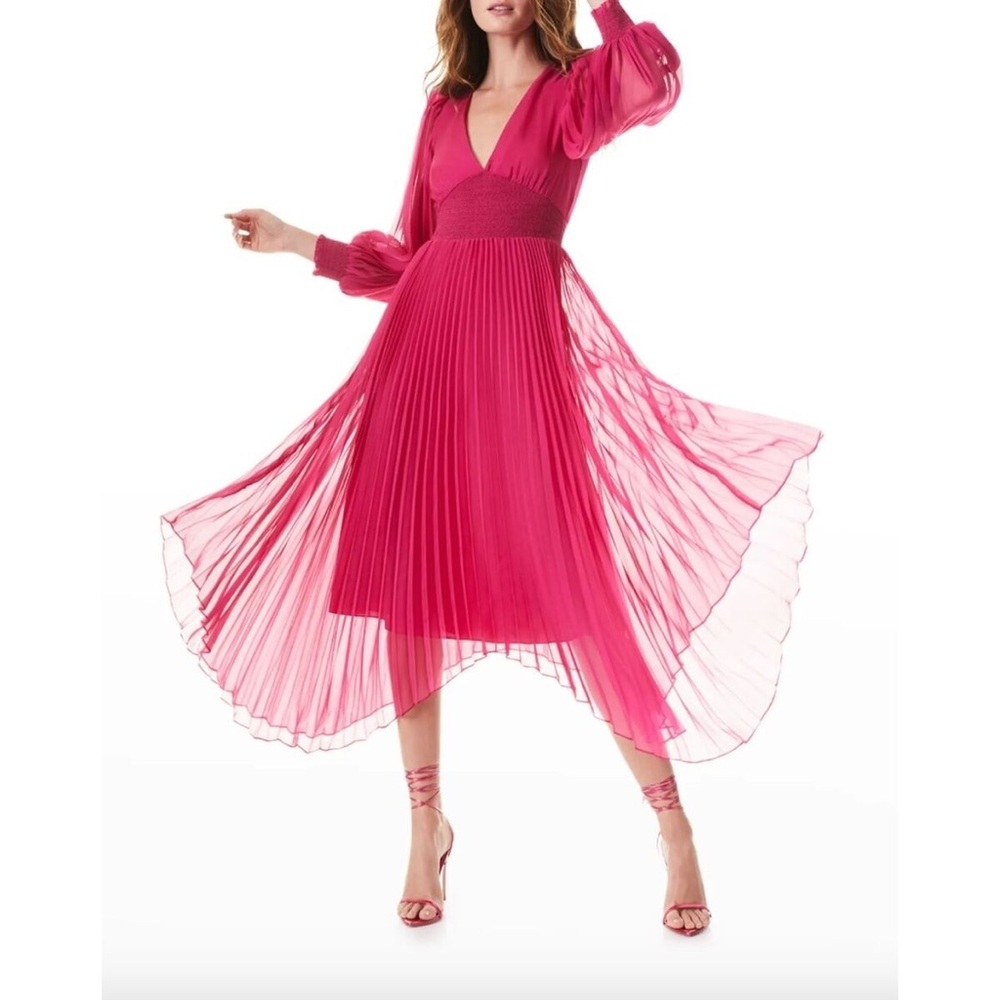Alice & Olivia Sion‎ Pleated Asymmetric Dress